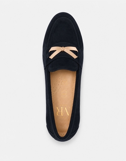 Εικόνα της Δερμάτινα loafers Ελληνικής κατασκευής με μεταλλικό διακοσμητικό Μπλε