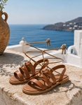 Εικόνα από Δερμάτινα lace up σανδάλια Ελληνικής κατασκευής Ταμπά