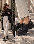 Εικόνα από Γυναικεία loafers με τρακτερωτή σόλα Μαύρο