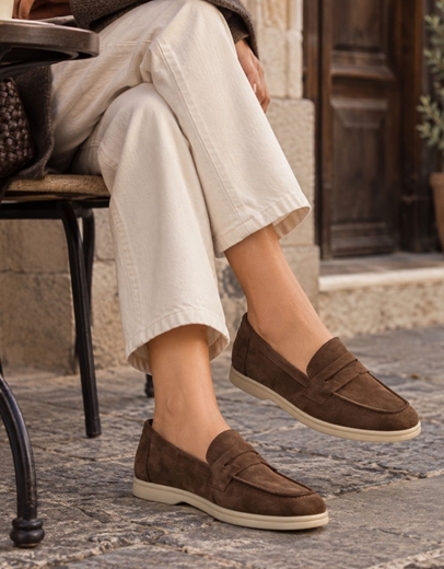 Εικόνα της Δερμάτινα loafers Ελληνικής κατασκευής με ανατομικό πάτο Καφέ