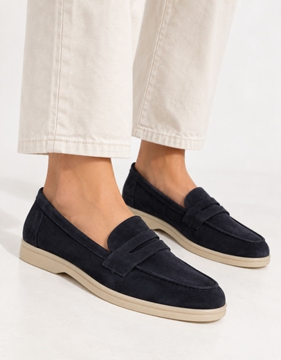 Εικόνα της Δερμάτινα loafers Ελληνικής κατασκευής με ανατομικό πάτο Μπλε