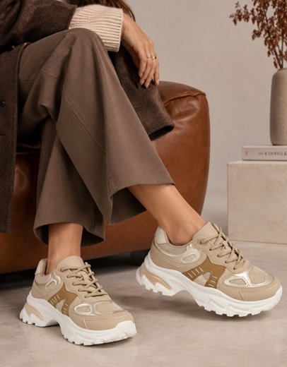 Εικόνα της Γυναικεία sneakers με chunky σόλα Μπεζ