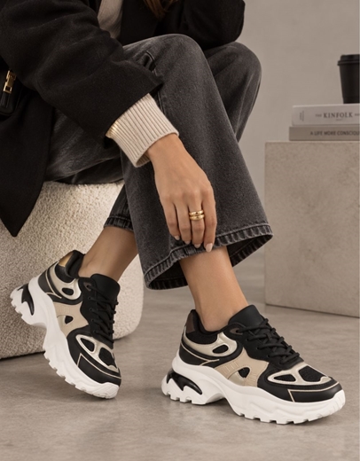 Εικόνα της Γυναικεία sneakers με chunky σόλα Μαύρο